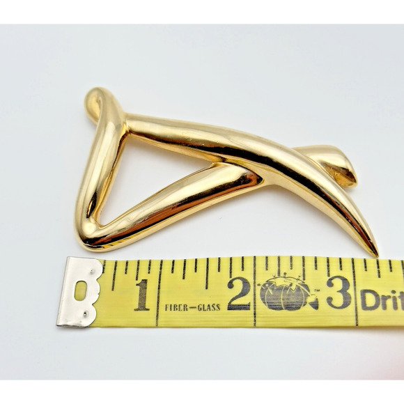 Large Vintage Gold Tone Modernist Abstract Statement Brooch Bold 1980s 3.25" - Picture 3 of 5